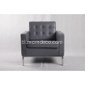 Gray Leather Knoll Sofa.